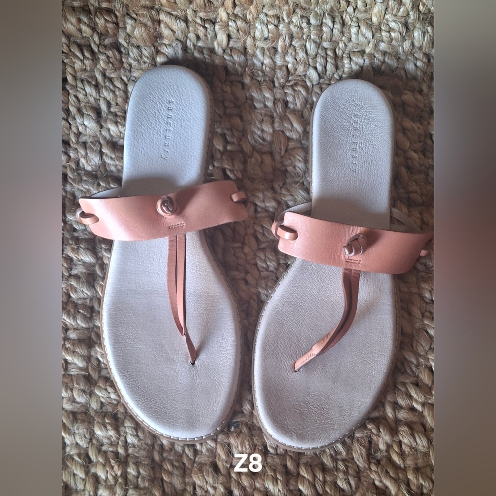 Sanctuary Shim Sham Leather Toe Thong Women's Sandals Sz 9 Cruise Beach Tropical
